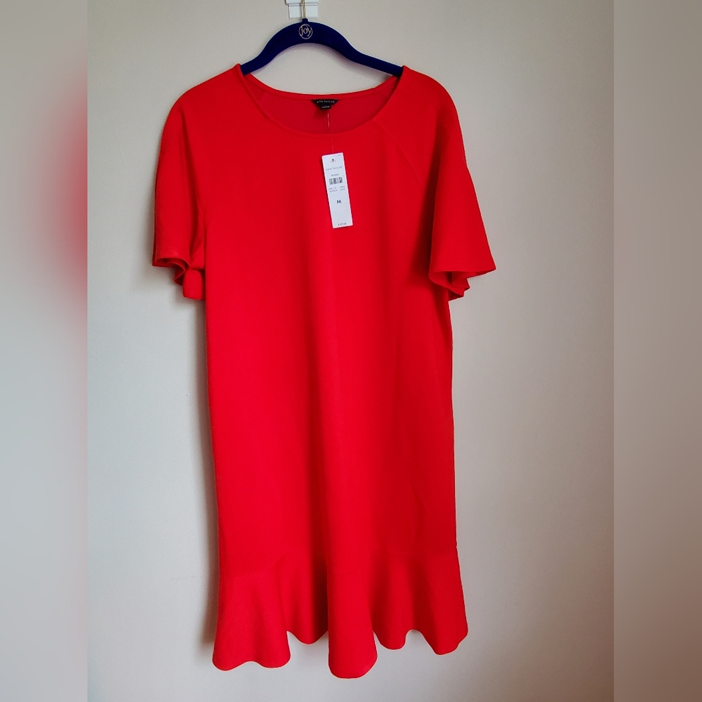 Red dress. Short sleeve. Straight cut. NWT. Medium